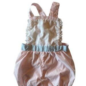 VTG Pink Lace Trim Bubble Romper 6-9M Haddad Brothers Heirloom Sunsuit